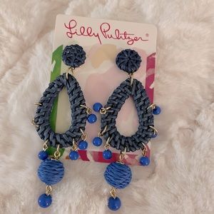 Lilly Pulitzer NWT GWP Blue Raffia Earrings